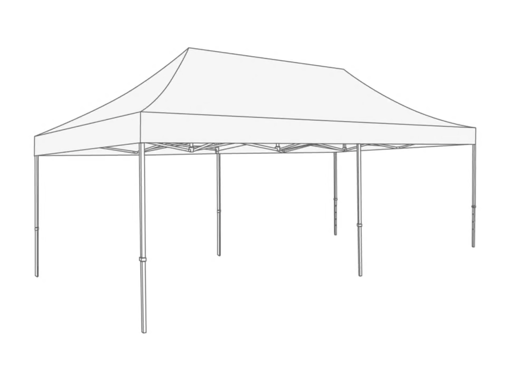 Tente pliante AluLite avec bâche de toit - 4x8m - Polyester Blanc