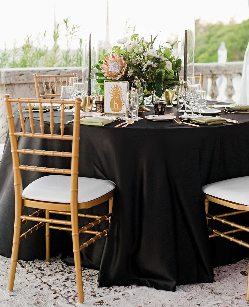 NAPPE Noire ronde pur table 180