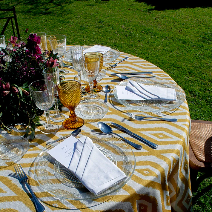 Nappe Motif Jaune ronde
