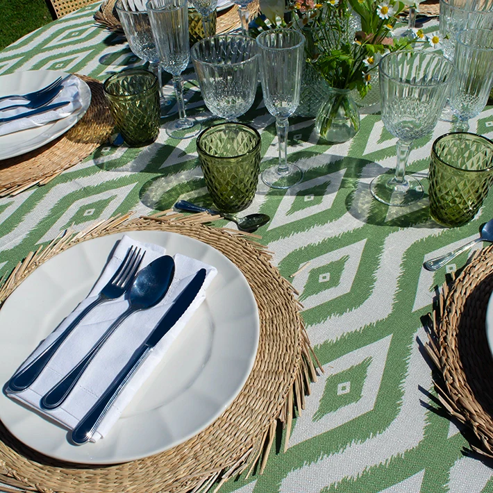 Nappe Motif Vert ronde