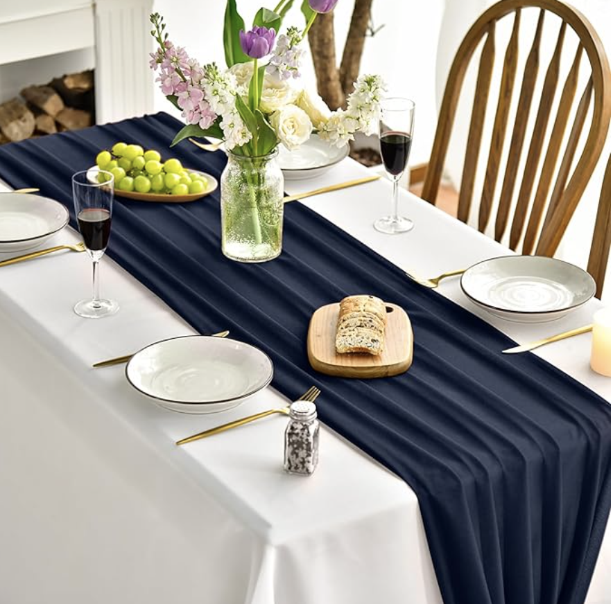 CHEMIN DE TABLE Bleu mat