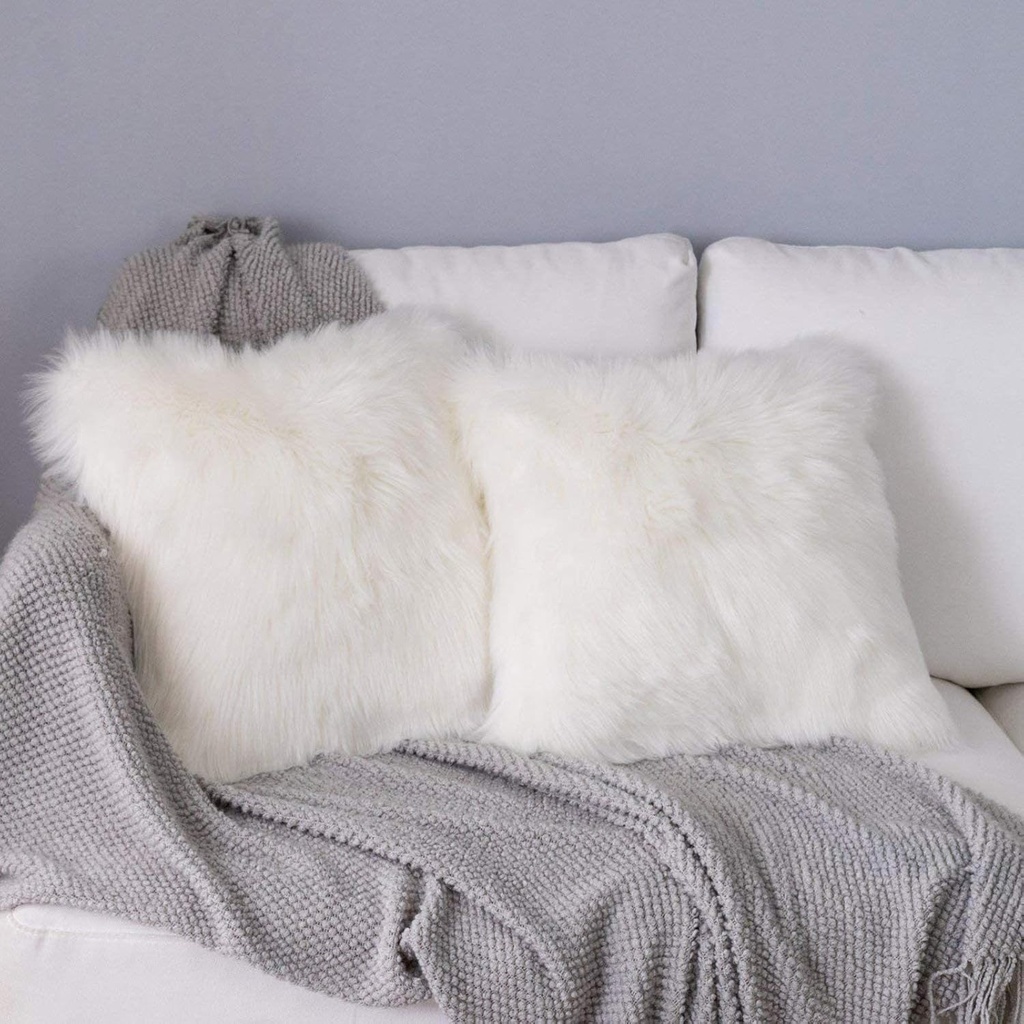 Housse de Coussin peau de Mouton Fourrure