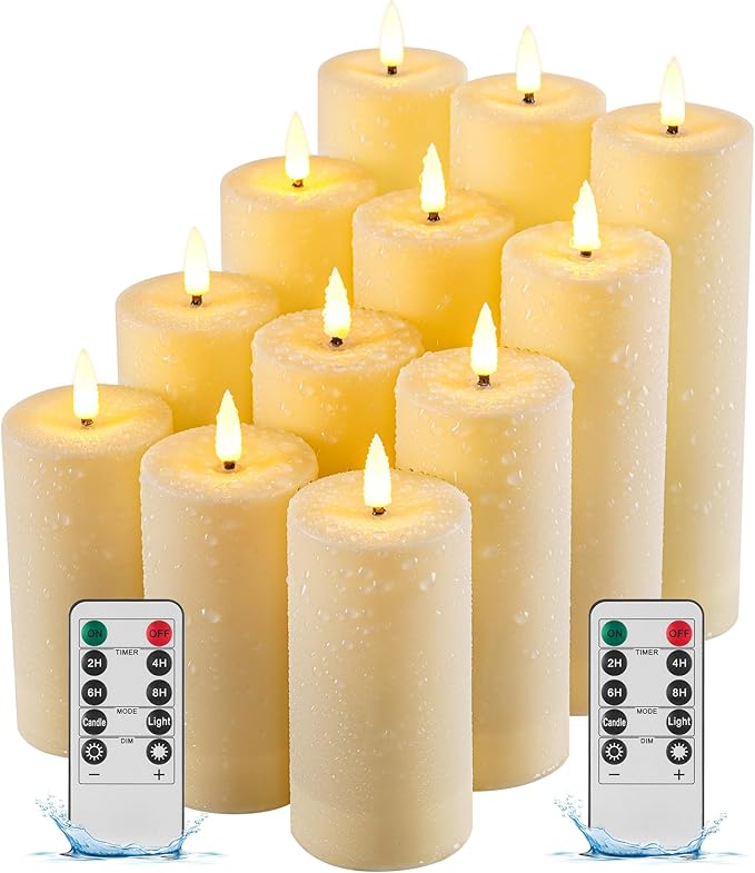 12er‑Pack wasserdichte LED‑Außenkerzen