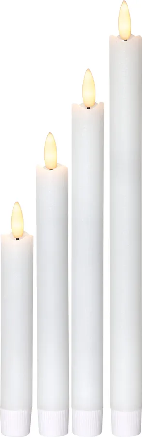 LED dinner candles, 4-pack, flame effect