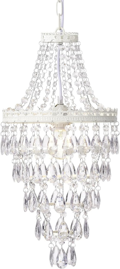 Lustre Blanc et transparent Diamètre 60 / hauteur 112