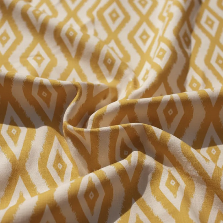 Yellow patterned round tablecloth