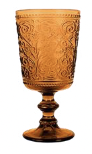 Bernsteinfarbenes Barock-Weinglas – 25x