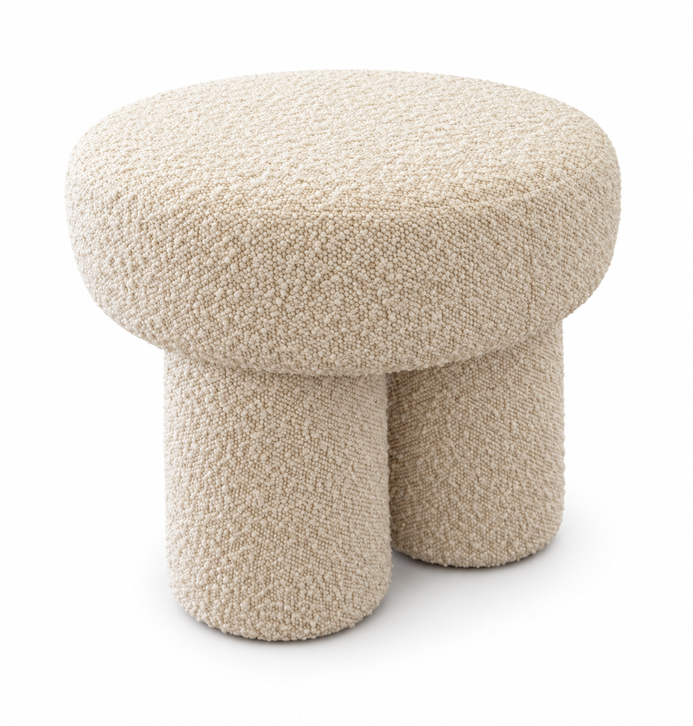 Pouf 3 pieds en bouclé ivoire