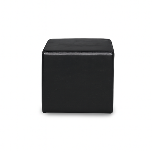 Black Faux Leather Pouf
