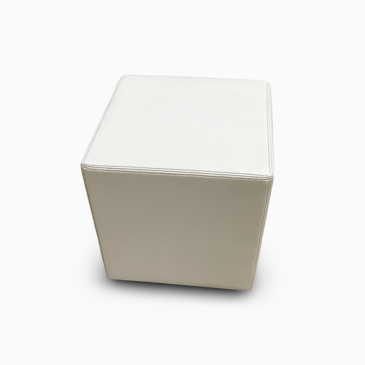 White Faux Leather Pouf