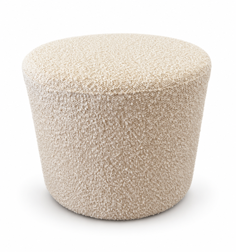 Pouf rotondo in bouclé avorio